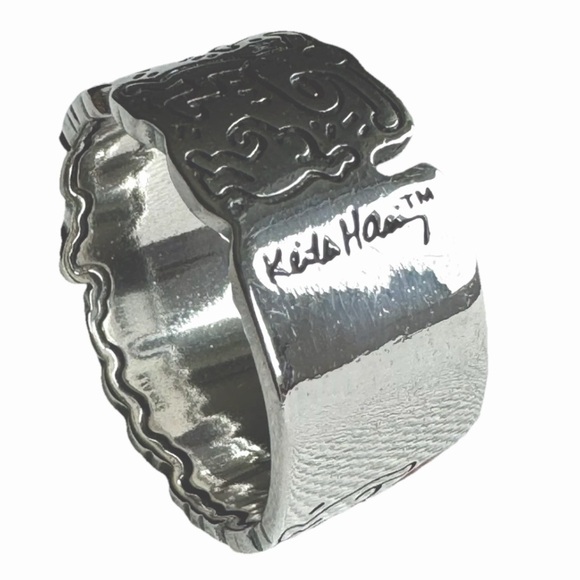 Keith Haring Inspired S925 Sterling Silver Ring With Wavy Design ♥️ Size 8 - Picture 8 of 8